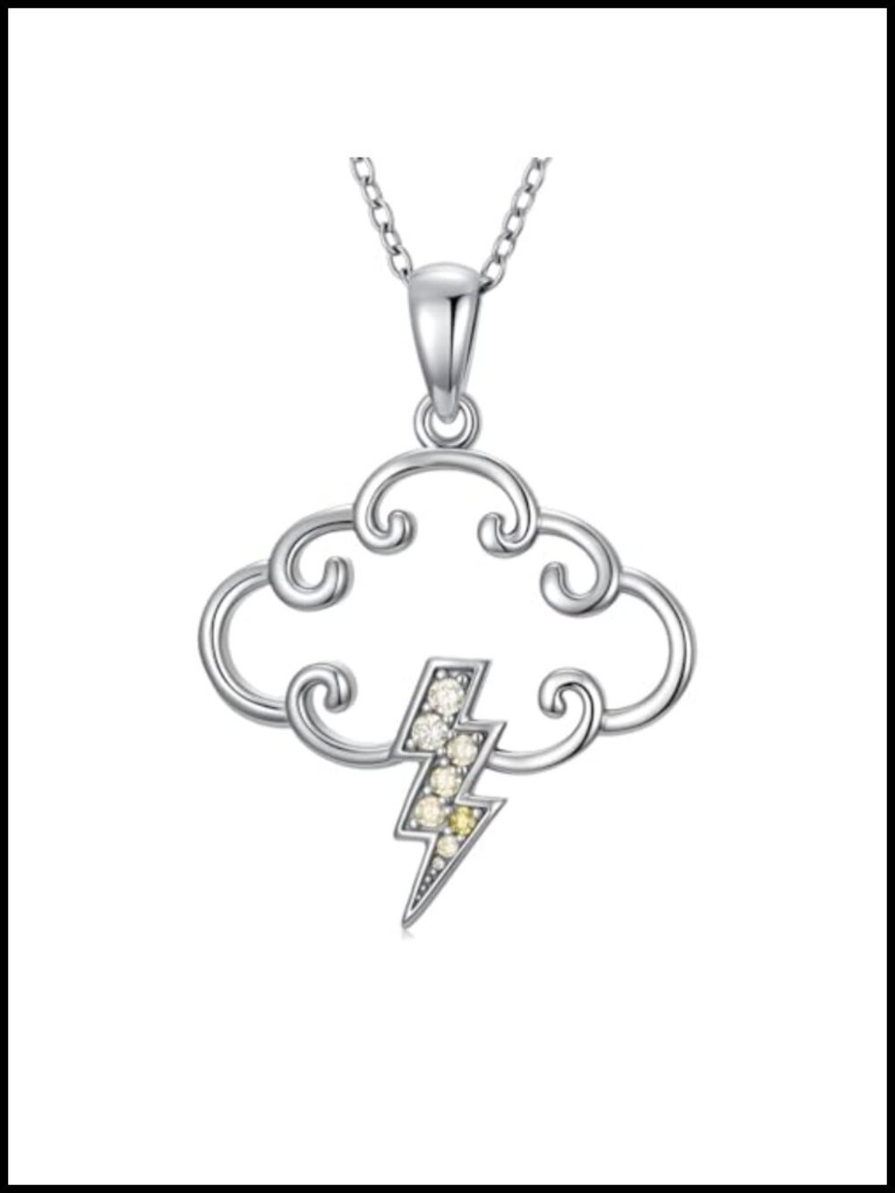 S925 Sterling Silver Lightning Bolt Pendant Necklace for Women